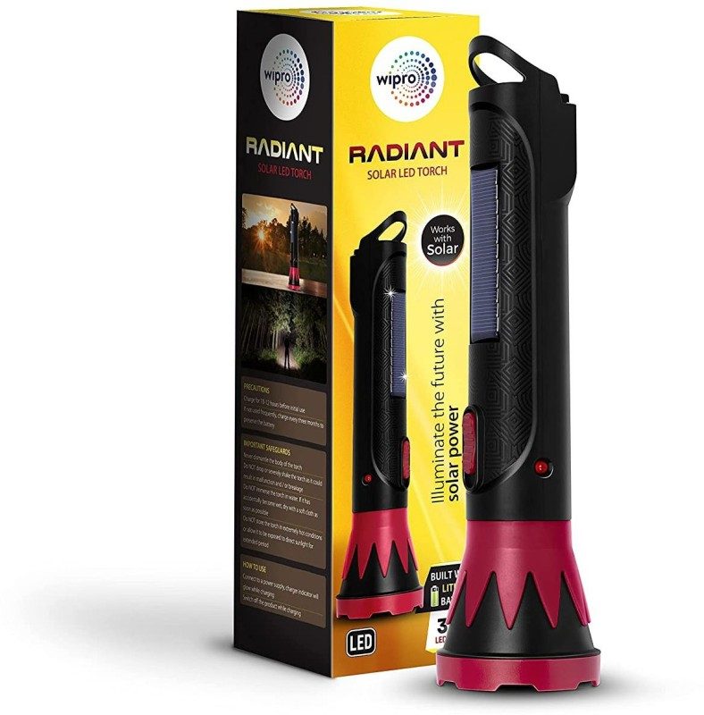 Wipro 3W Radiant Solar Led 5 Hrs Torch Emergency Light(Black)