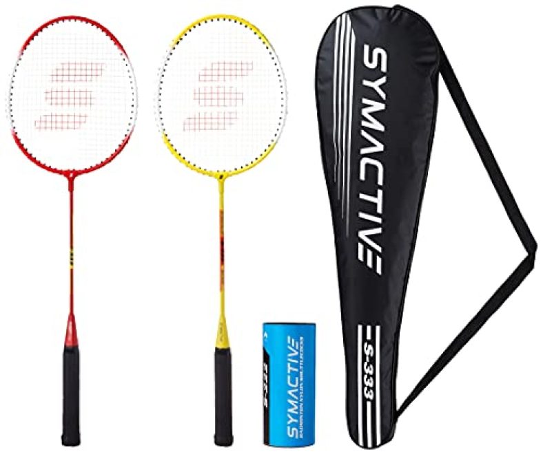Amazon Brand – Symactive Badminton Kit With 2 Racquets For Intermediate Players And Nylon Shuttles, S333