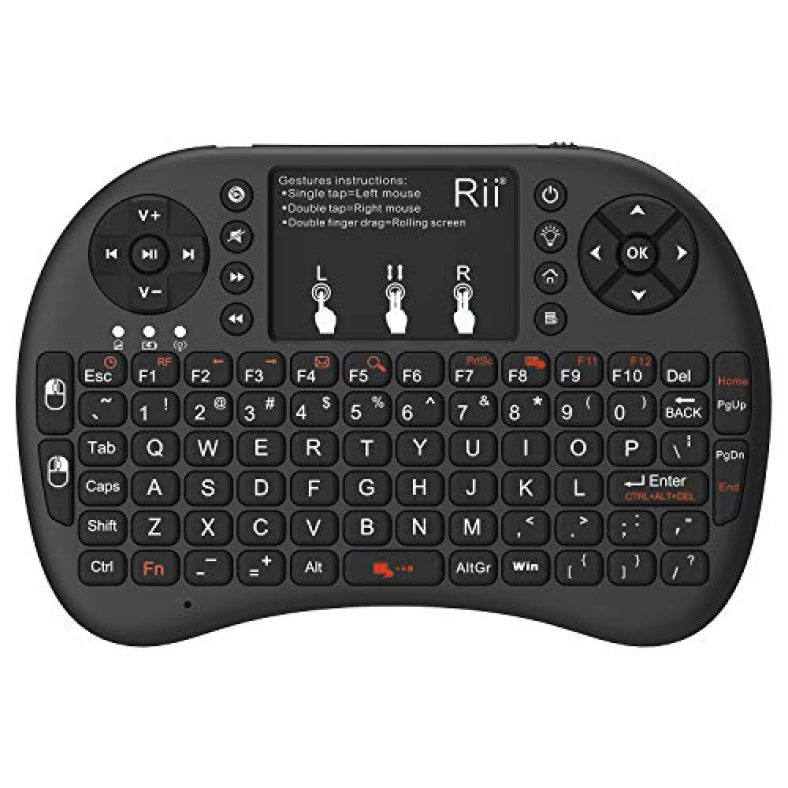 Rii I8+ 2.4Ghz Mini Wireless Kodi Xbmc Keyboard With Touchpad Mouse,Led Backlit, Rechargeable Li-Ion Battery, Soft Silicone Button