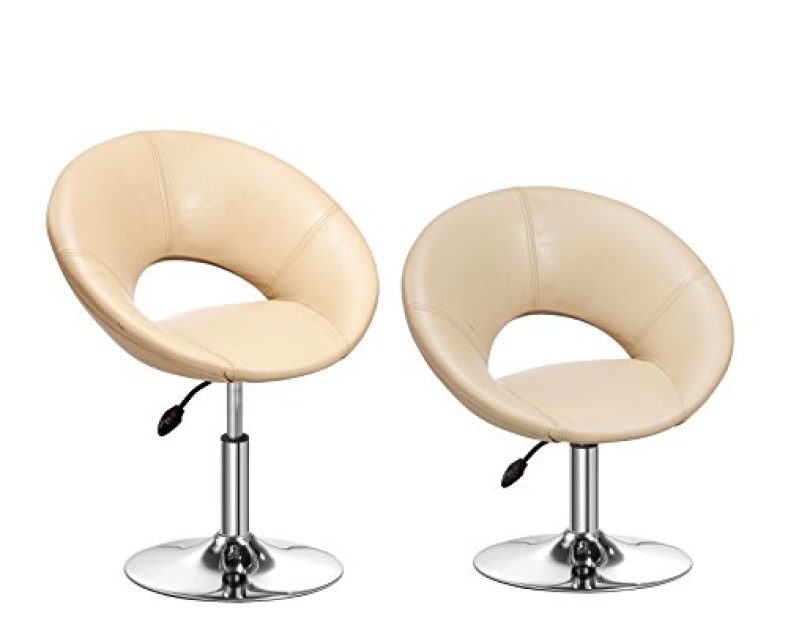 Da Urban® Roundhill Pack Of 2 Height Adjustable Bar Stool / Kitchen Chair (Cream)