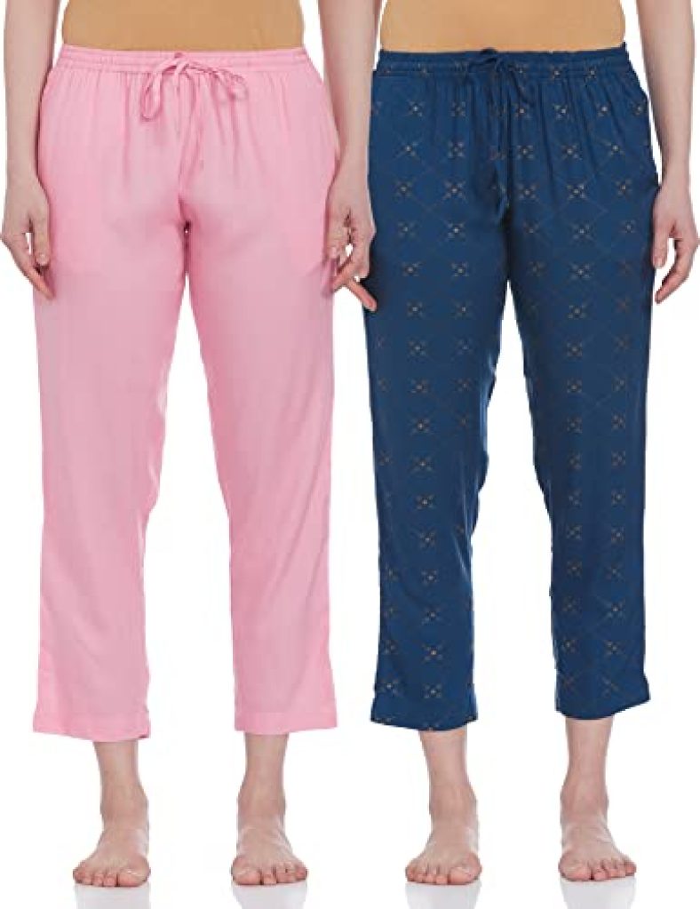 Indigo Women’S Pack Of 2 Pajamas(Aw21/Blc-083H_ Sky Blue+ Pink_Medium)