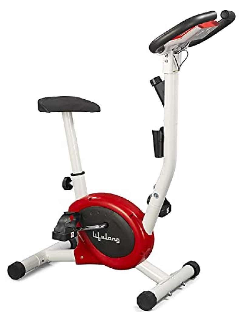 Lifelong Llf108 Fitpro Stationary Exercise Belt Bike For Weight Loss At Home With Display And Resistance Control, White (Free Home Installation)