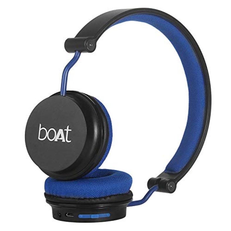Boat Rockerz 400 Bluetooth Wireless On Ear Headphones With Mic With Upto 8 Hours Playback & Soft Padded Ear Cushions(Black/Blue)