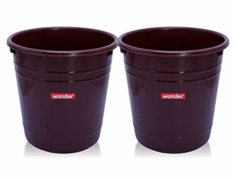 Wonder Plastic Prime Wbp 101 Open Dustbin Set, 2 Pc 6 Ltr, Brown Color, Made In India Kbs02389