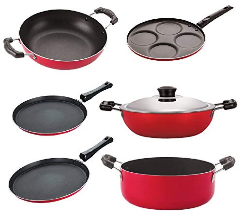 Nirlon Non Stick Kitchenware Kitchen Cooking Utencil Giftset Of 6 Pieces (2.6Mm_Ft13_Ft12_Kd13_Dkdb_Cass20_Up4)