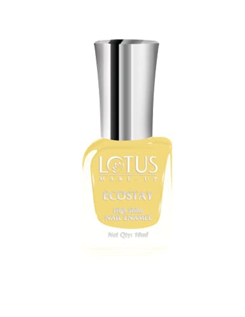 Lotus Makeup Ecostay Nail Enamel – Squeezy Lemon | Yellow | Long Lasting | Super Glossy | Chip Resistant | Dbp & Toulene Free | Vegetarian | 10Ml