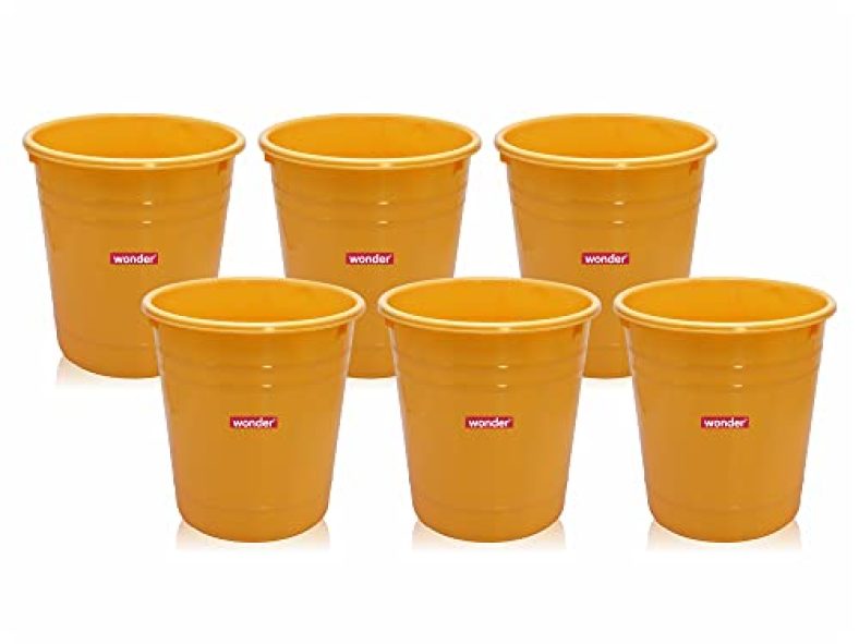 Wonder Plastic Prime Wbp 101 Open Dustbin Set, 6 Pc 6 Ltr, Yellow Color, Made In India Kbs02403