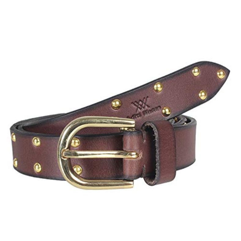 Genuine Leather Brown Studded Women Belt