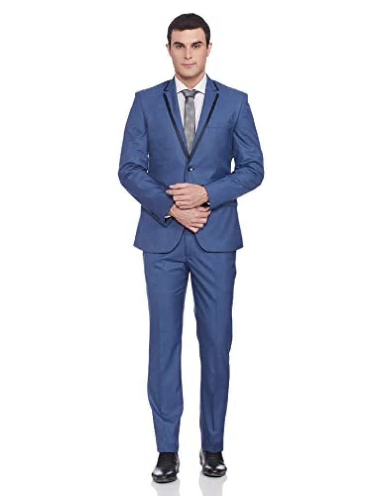 Park Avenue Polyester Blend Men’S Full Sleeve Slim Fit Medium Blue Formal Suit (Pidp00070-B5 34)