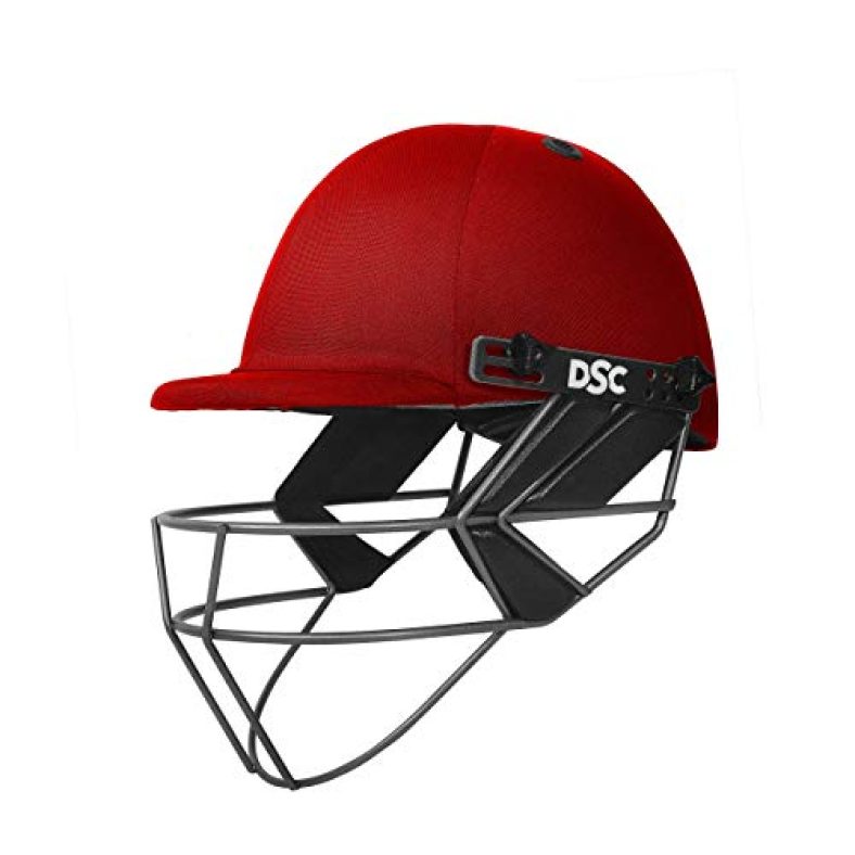 Dsc Fort 44 Lite Titanium Cricket Helmet For Men & Boys |Adjustable Titanium Grill |Adjustable Back Support Strap | Light Weight | Size : Extra Small |Colour : Red|