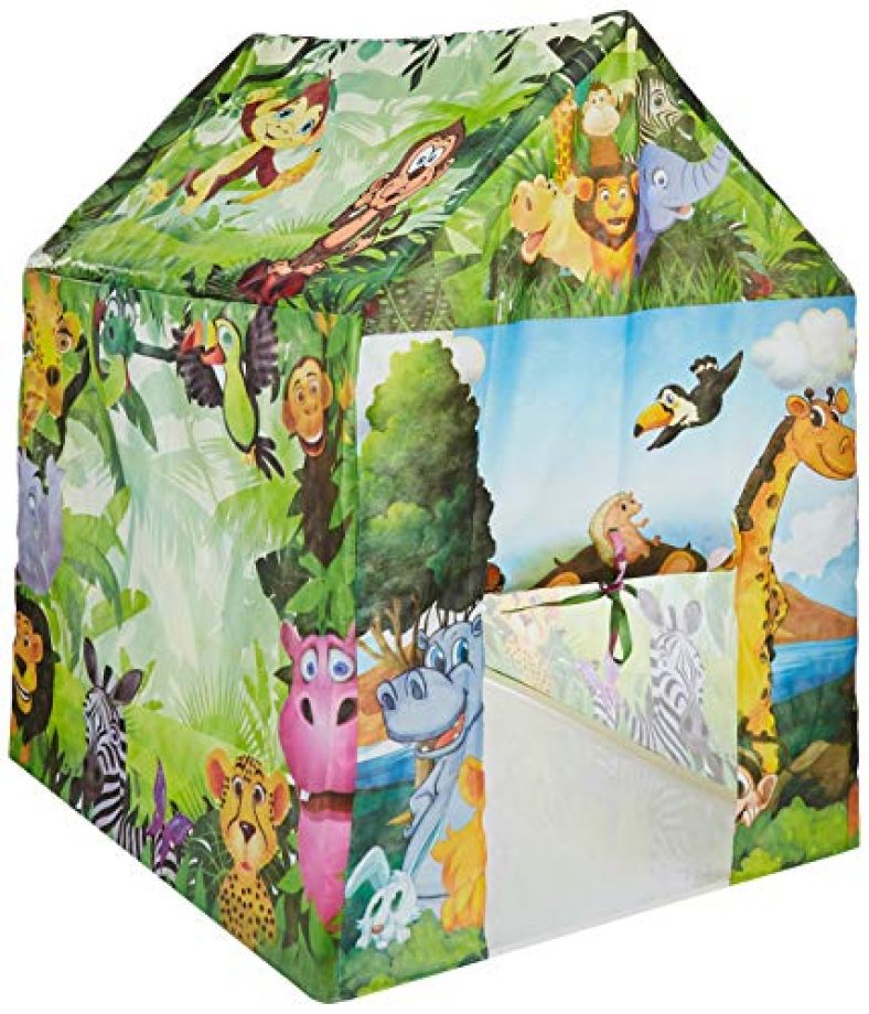 Smart Picks Jungle Themed Tent House With Led Lights ,Light Weight,No Tools Required (Size:95*75*107Cm)