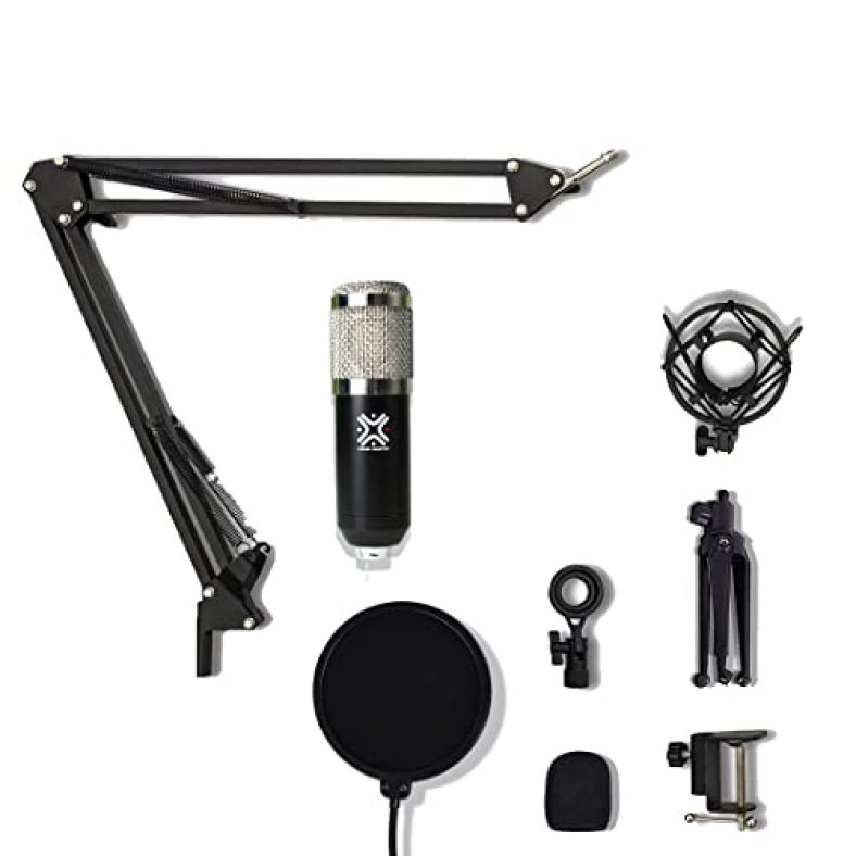 Xtreme Acoustics (Black) Usb Professional Condenser Microphone Kit Ck01 (Free Online Learning Course Incl.) With Mic Tripod Stand For Studio Recording, Singing, Youtube, Gaming And Live Streaming For Pc Computer Laptop
