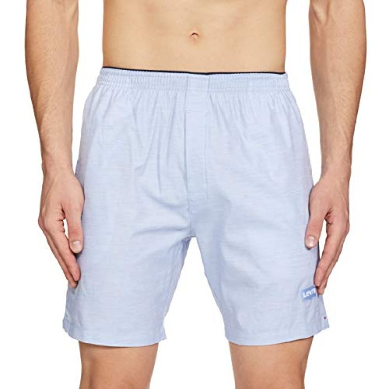 Levi’S Men’S Cotton Boxer Shorts(Pack Of 1) (#028-Boxer Shorts_Lt Blue Mel-P1_Large_Light Blue Melange_L)