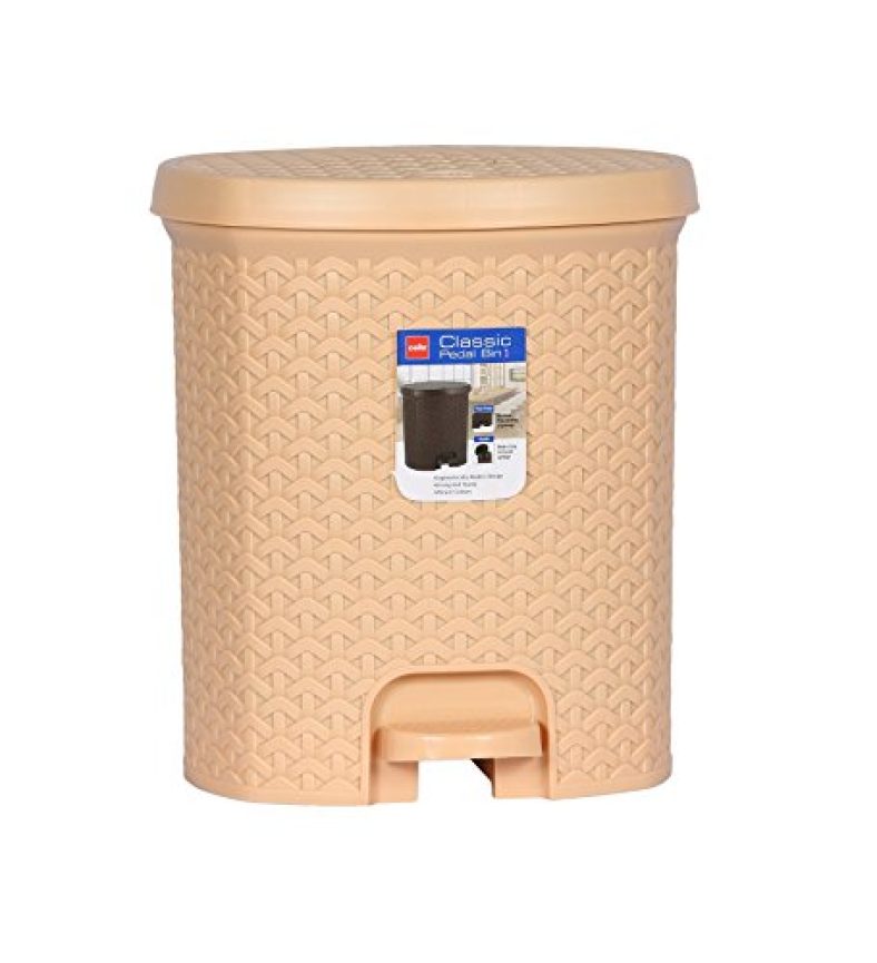 Cello Classic Plastic Pedal Bin, 6 Litres, Beige