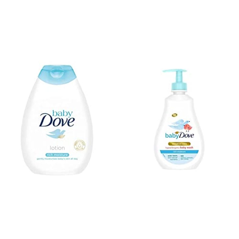 Baby Dove Rich Moisture Nourishing Baby Lotion, 400Ml & Rich Moisture Hair To Toe Baby Wash, 400 Ml Combo
