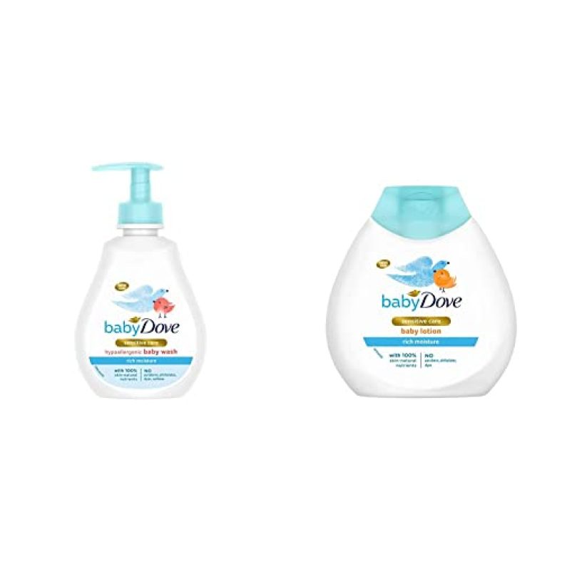 Baby Dove Rich Moisture Hair To Toe Baby Wash, 200 Ml & Rich Moisture Nourishing Baby Lotion (200Ml) Combo
