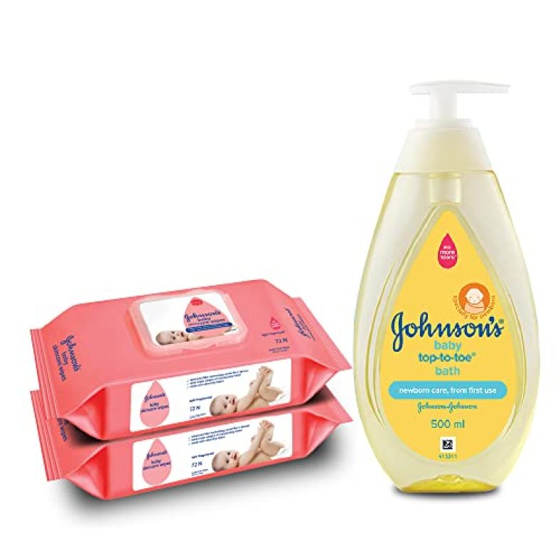Johnson’S Baby Skincare Wipes With Lid, 144’S +Johnson’S Baby Top To Toe Wash 500Ml