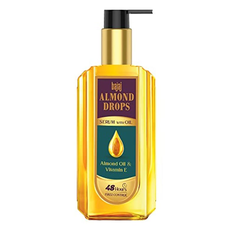 Bajaj Almond Drops Serum With Oil For Hair 100Ml With Almond Oil & Vitamin E | Provides Long Lasting Frizz Control | For 3X Softer Hair