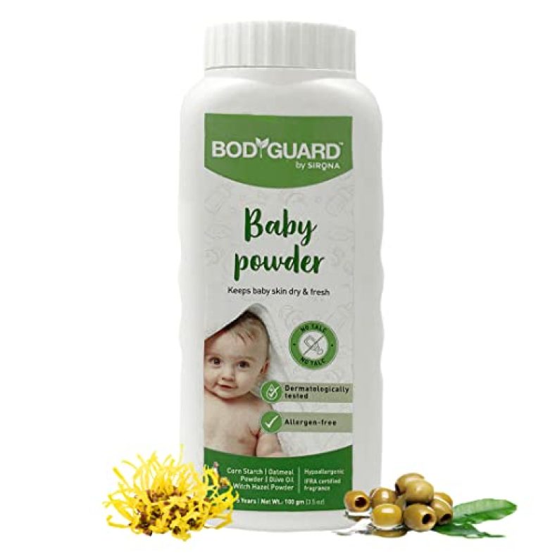Bodyguard Talc-Free Natural Baby Powder With Corn Starch – 100 Gm | Anti-Allergy | Paraben Free, Toxin Free | Dermatologically Tested
