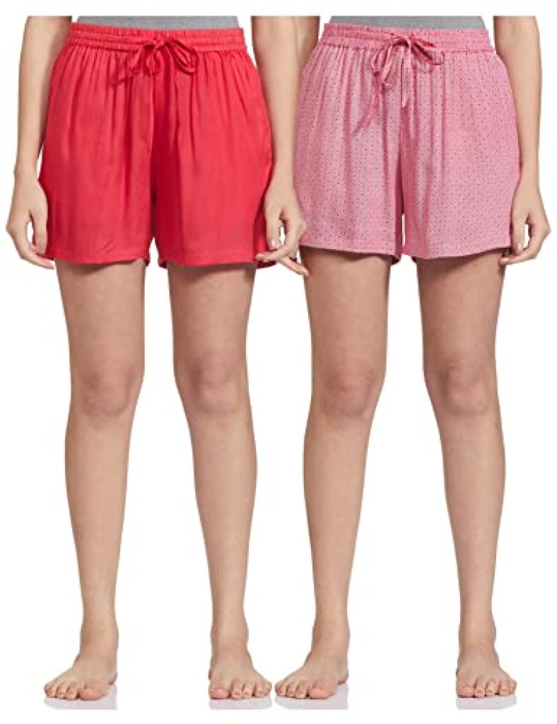 Indigo Women’S Bermuda Shorts (Pack Of 2) (Aw21/Blc-072_Pink+ Red_M_Color Name