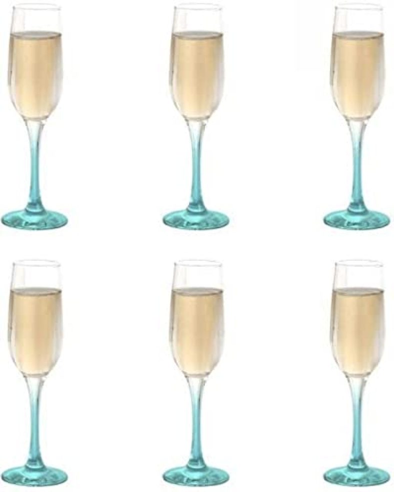 Cello Elegance Glass Champagne Tumblers, Set Of 6, 210Ml Each, Green