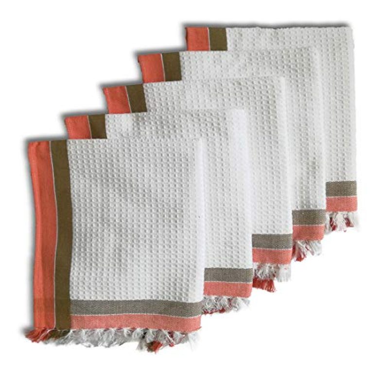 Athom Living Light Weight Cotton Premium Waffle Border Bath Towel 75X150 Cm Pack Of 5