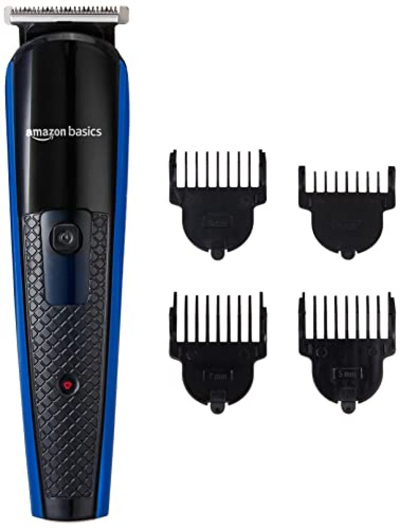 Amazonbasics Cordless Beard Trimmer With 4 Trimming Combs – 45 Minutes Runtime, Black
