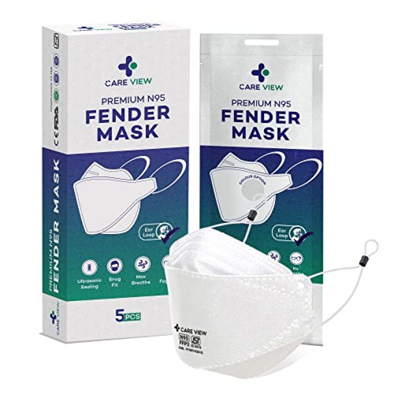 Careview Anti Pollution Fender Premium N95 Mask(Fish Mask), Ear Loop Style (White, Pack Of 10), Protective Fold Flat N95 Mask With 6 Layers Filtration, Certified By Drdo & Isi (Bis)