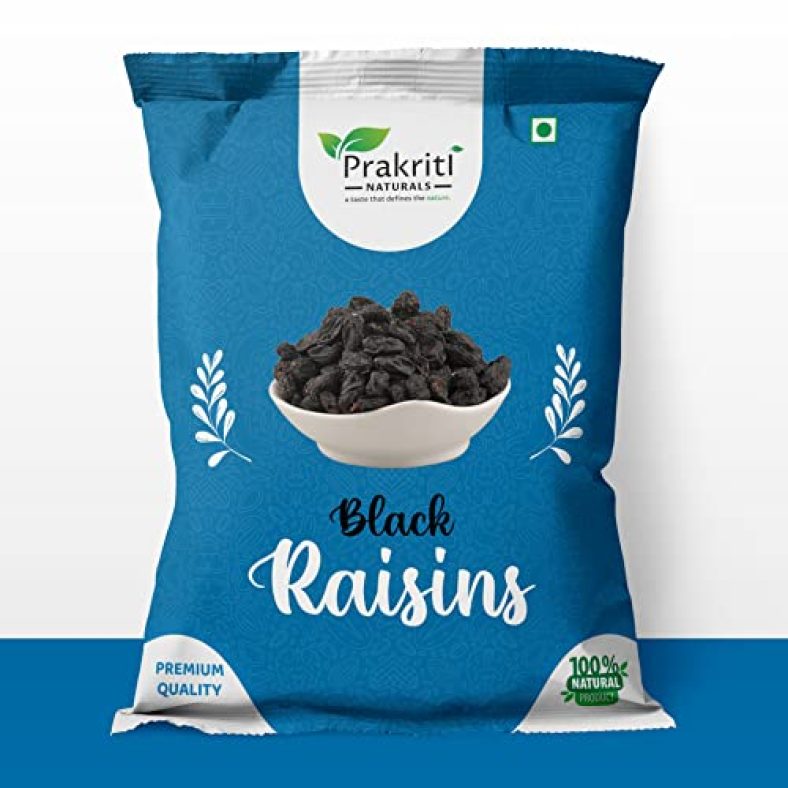 Prakriti Naturals® Seedless Black Raisins – 1Kg | Dried Kishmish Without Seeds, Dry Grapes | Kali Kismis Dry Fruits | Kali Darakh For Diwali Festival Celebration (1)