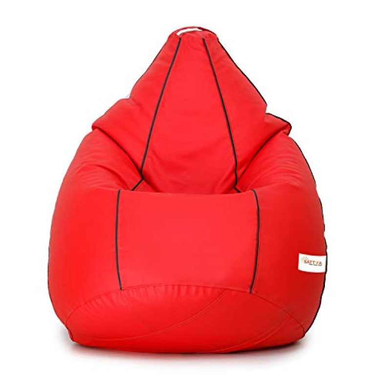 Sattva Classic Xxxl Bean Bag Filled (With Beans) Colour – Red With Black Piping