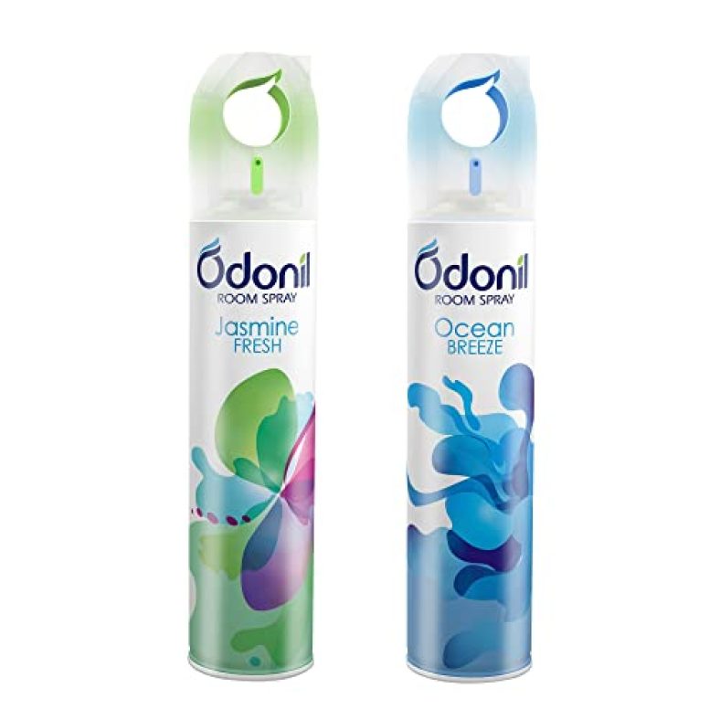 Odonil Room Freshener Spray (Pack Of 2), Jasmine Fresh 220Ml+Ocean Breeze 220Ml