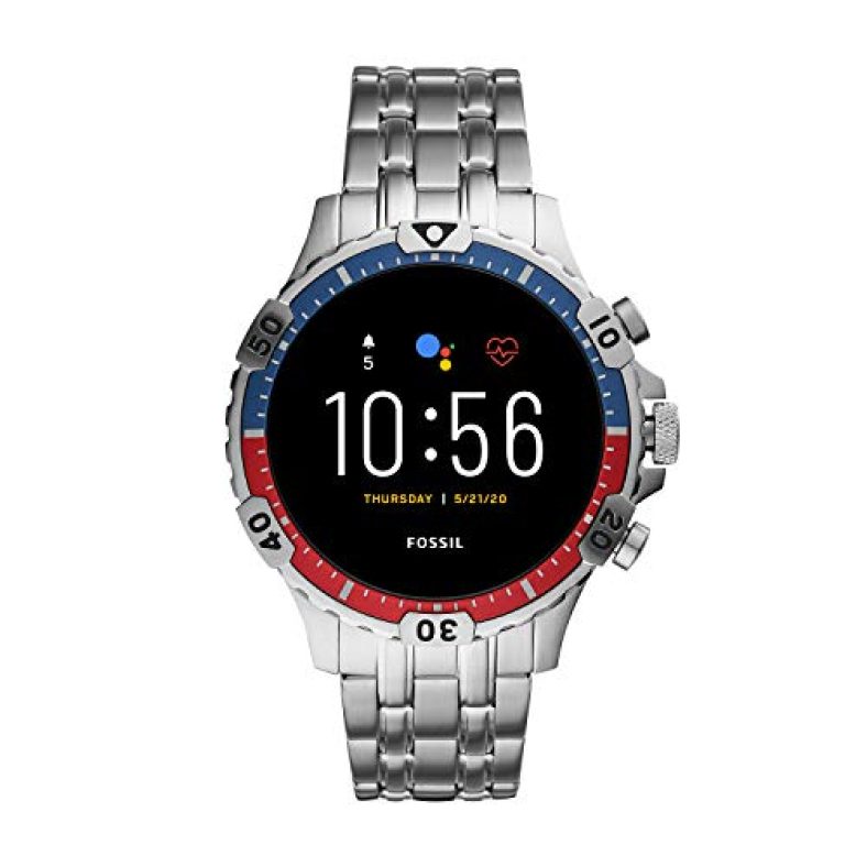 Fossil Gen 5 (46Mm, Silver) Garrett Stainless Steel Touchscreen Men’S Smartwatch With Speaker, Heart Rate, Gps, Music Storage And Smartphone Notifications Digital Black Dial Watch-Ftw4040