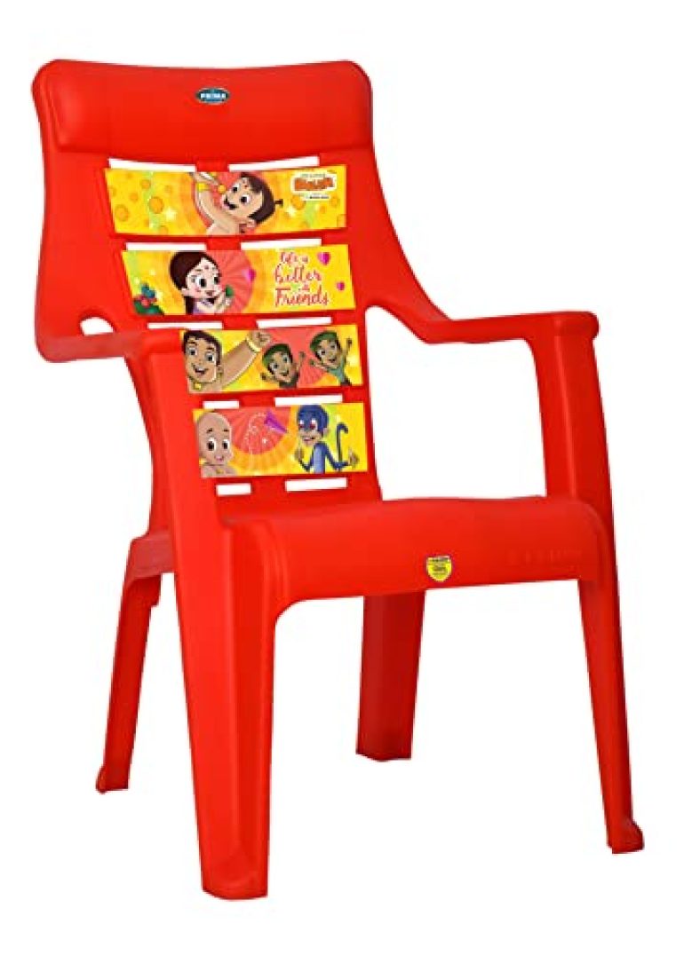 Chhota Bheem Prima Baby Plastic Chair 125 Modern And Comfortable With Backrest For Study | Play | Desk | Kids With Arms For Home/School/Dining.