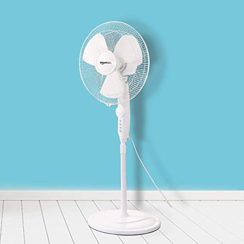 Amazonbasics High Speed 55 Watt Oscillating Pedestal Fan, 400Mm Sweep Length, White (Without Remote)