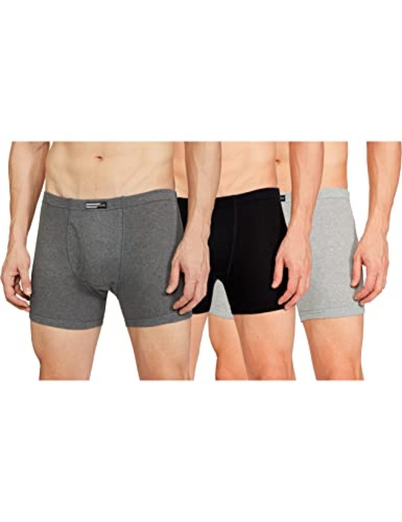 Chromozome Men’S 100% Cotton Solid Regular Trunks (Pack Of 3) (It 10_Blk-Grey Charcoal Mel_S)