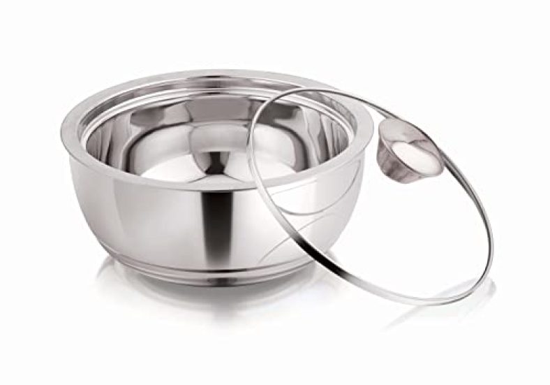 Pigeon Stainless Steel Serving Gravy Pot/ Casserole 2700 Ml Double Insulated Wall With Glass Lid To Your Food Warm For Longer Period.