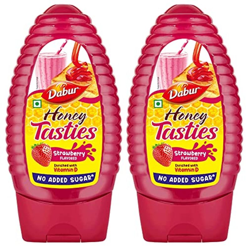 Dabur Honey Tasties Strawberry Syrup | Enriched With Vitamin D |No Added Sugar – 200Gm (Pack Of 2)