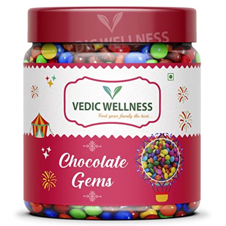 Vedic Wellness Chocolate Munchies Jar Pack I Gem S Chocolate For Cake / Cupcake Decoration (Bold Colors) Special Jar Packing (400 Gram)