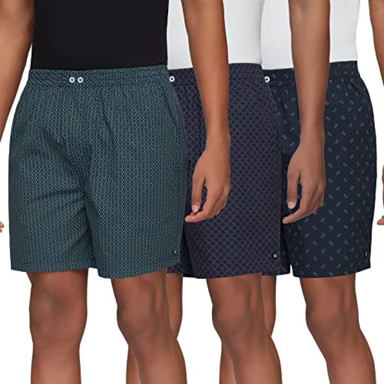 Xyxx Men’S Super Combed Cotton Astor Boxers With No-Marks Waistband, Comfort Fit |Innerwear For Men In Classic Prints Pack Of 3 (S; Hexagon + Circle + Pink Plus)