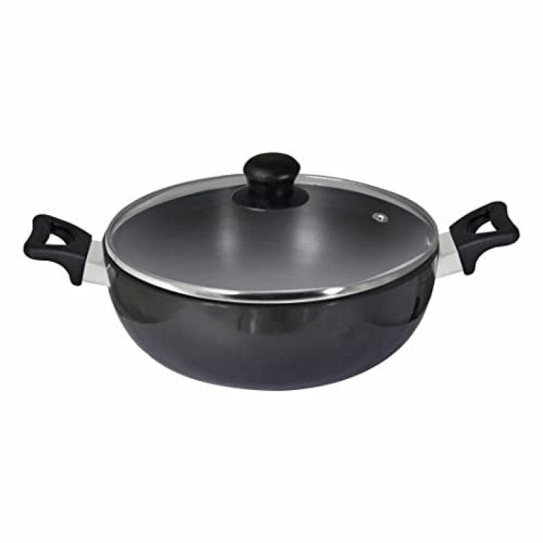 Baltra Aluminium Kadai Hard Anodised Induction Base (22Cm, 2 L, Black)
