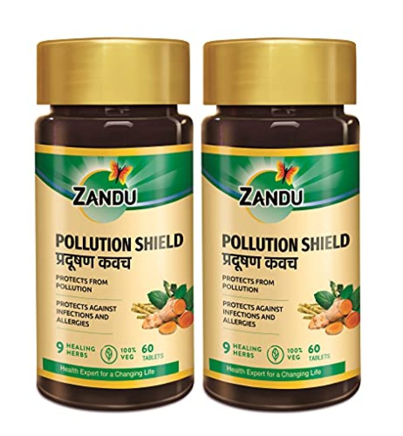 Zandu Pollution Shield 120 Tablets, Helps To Protect Against Pollution (Pack Of 60 Tablets X 2)