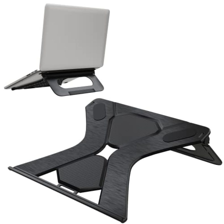Elv Direct Tabletop Foldable Portable Laptop Stand, Lapdesk, Laptop Riser, Ventilated, Compatible For Laptops Upto 15.6 Inches (39.62 Cm)