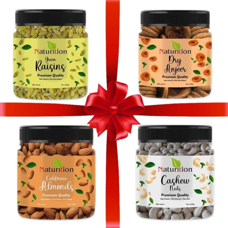 Naturition Dry Fruits Combo Pack-(200G*4) 800G (Almonds,Cashews,Figs,Raisins) – All Premium Almonds, Cashews, Raisins, Figs(4 X 50 G)