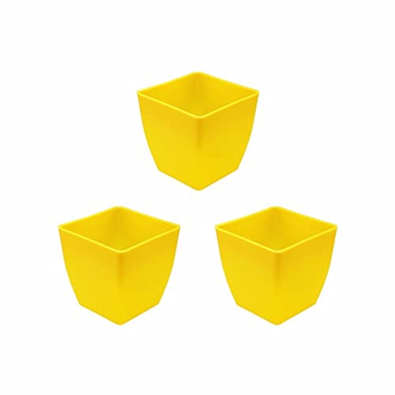 Kraft Seeds Compact And Handy 6 Inches Pearl Table Pots For Indoor And Outdoor Garden Use – Yellow – Pack Of 3 (Ks-Nta-167)