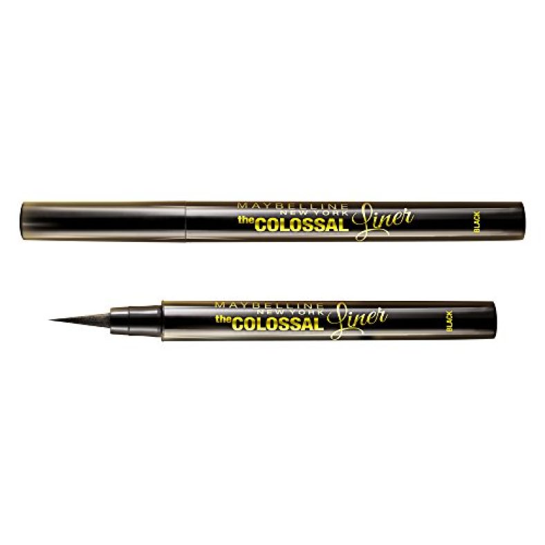 Maybelline New York Eyeliner, Flexi-Tip Applicator, Quick-Drying Formula, Long-Lasting, The Colossal Liner, Black, 1.2G