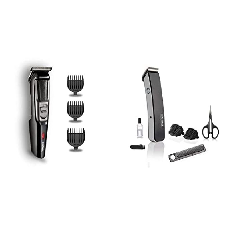 Nova Nht 1076 Cordless Trimmer For Men (Black) & Nova Nht – 1047 Pro Skin Advance Rechargeable Cordless Beard Trimmer For Men(Black)