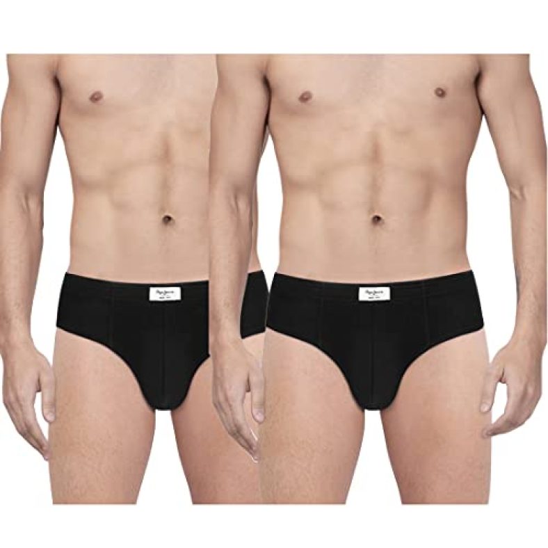 Pepe Jeans Innerwear Men’S Solid Brief (Pack Of 2) (Clb01-02_Black 70-75)