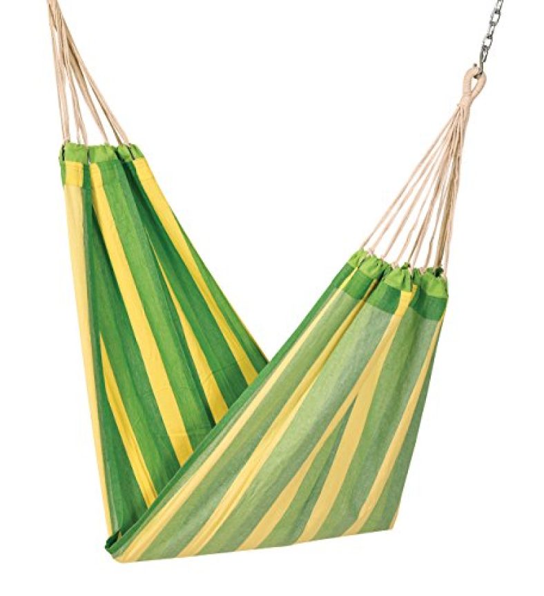 Hangit Cotton Hammock (Green Stripes, 335 Centimeters)