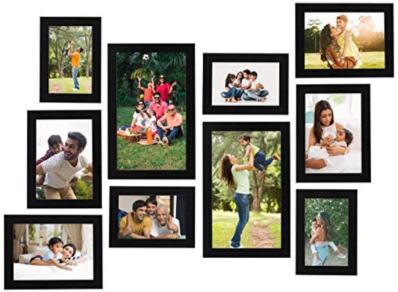 Amazon Brand – Solimo Collage Photo Frames, Set Of 10 (4Pcs – 4X6 Inch, 4Pcs – 5X7 Inch, 2Pcs – 6X10 Inch), Black