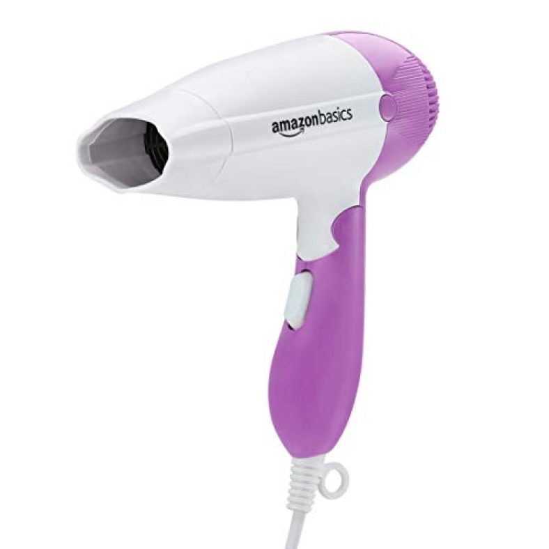 Amazon Basics 1200Watts Compact Hair Dryer With Foldable Handle (Purple)
